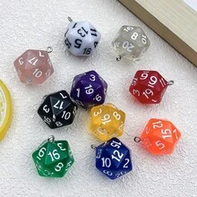 5/10 Pcs 20 Sided Polyhedral Dice Charms, Multi-Color D20 Pendants, Handmade DIY Supplies For Keychain, Backpack & Bag Ornament - Multicolor - View 2
