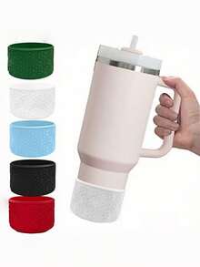 2pcs Snowflake Pattern Non-Slip Silicone Bottom Boots, Portable, Durable, Perfect Cup Accessory, Silicone Cup Bottom Sleeve, Silicone Cup Bottom Boots, Non-Slip, Anti-Breakage Bottom Protector, Christmas Gift - Multicolor - View 4