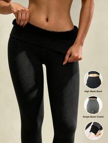1 buah Legging Wanita Musim Dingin Hangat Elastis Tinggi Pinggang Tinggi Lembut Pelangsing - MultiWarna - View 2