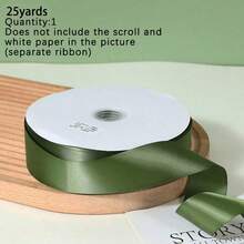 1PC 25 Yards Army Green Encrypted Polyester Satin Ribbon, 6 Sizes Available, Green Christmas Ribbon, Army Green Ribbon Suitable For Christmas Tree, Wreath, Hanging Decoration, Gift Wrapping, Garland, Holiday Crafts, Decorative Bows - Size 25 Army Green - View 8