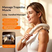Long Handle Handheld Massager, Shoulder And Neck Kneading Design, Ergonomic Portable Model, Home And Office Muscle Relaxation Essential, 3000mAh - View 2