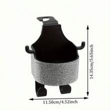 1pc New Rhinestone Multi-Function Car Seat Storage Cup Holder, 2-In-1 Integrated Hook Design, Made Of Durable ABS Material, Easy Installation, Can Hang And Store Miscellaneous Items, Place Water Cups, Convenient To Carry, Luxury Decoration, Practical Car Seat Back Storage Interior Accessory - Rhinestone Storage Cup Holder - View 3