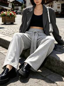 Women's Spring/Autumn Outdoor Casual Long Pants, Multi-Purpose For Home, Office, Gathering And Daily Sports - Light Grey - View 2