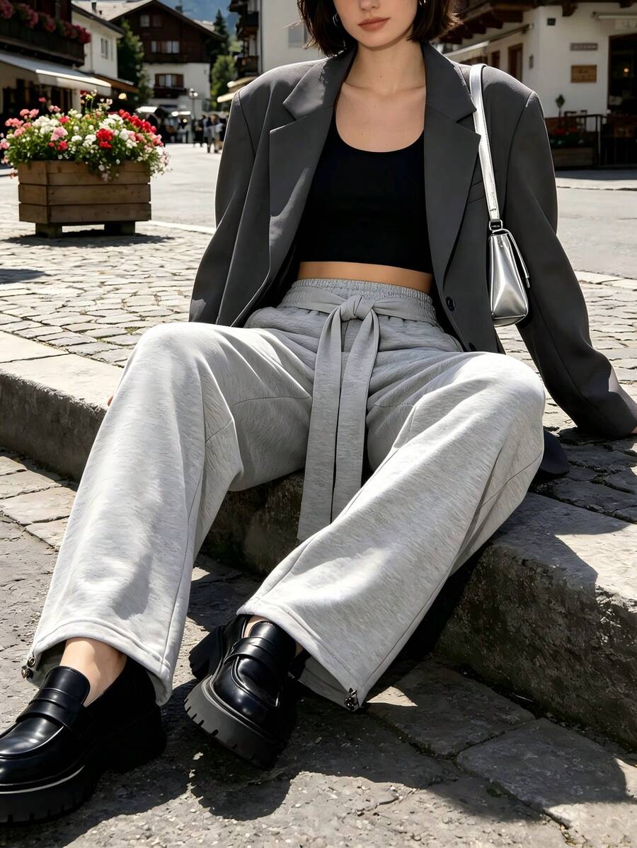 Women's Spring/Autumn Outdoor Casual Long Pants, Multi-Purpose For Home, Office, Gathering And Daily Sports - Light Grey - View 1