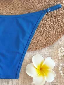 Spring/Summer European & American Style Blue & Pink Colorblock Sexy Casual Beach Vacation Party Bikini Set - Multicolor - View 6