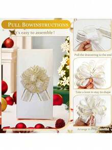 6pcs - Bowknot Gift Packaging Ribbon Bows, Christmas Large Red Ribbon Bows - Reusable Birthday Ribbon Bows For Packaging Boxes And Decorations, Gift Wrapping Wedding Baskets Birthday Party Gift Boxes And Flower Decorations, Christmas Gift Decorations, Christmas Party Supplies (White) - A - View 8