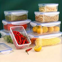 1pc 840ml Rectangular Transparent Plastic Food Storage Container With Silicone Sealing Ring, Leakproof. High Transparency Body, Clear View Of Stored Ingredients, Stackable Design To Maximize Fridge Space, Suitable For Food Portioning And Storage. - Multicolor - View 9