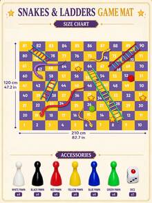 Colorful Cartoon Polyester Snakes And Ladders Floor Game Mat, Suitable For Hawaii Vacation, Family Gathering, Spring And Autumn Picnic Party, Adult Game, Group Game, Boys Game, Girls Game, Dice Game - Multicolor - View 13