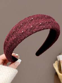 1pc Vintage Embossed Wool Headband, Versatile Elegant High Crown Hair Hoop For Face Washing And Hair Styling, Women's Fashion Hair Accessory - Multicolor - View 8