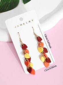 1 Pair Autumn Unique Style Gently Falling Leaf Earrings, Personalized Small Acrylic Leaf Texture Ear Hooks Ear Jewelry (Without Card) - Multicolor - View 7