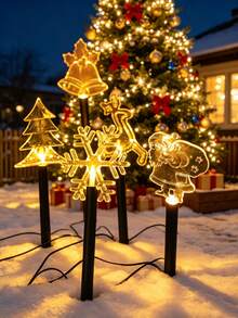 1pc Christmas Solar Powered Color Changing Lawn Light, Outdoor Waterproof Christmas Theme Decorative Light, 8 Lighting Modes, Suitable For Christmas Tree Decoration, Winter Outdoor Garden, Yard, Fence, Steps And Christmas Holiday Atmosphere Light - Mash Up - View 3