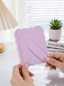 1/5pcs Cute Wavy Border Small Picture Frame, 3inch Mini Photo Holder, Pastel Color Tabletop Standing Frame For & Kpop Photocards, Room Table Decor & Gift - Multi-color - View 5