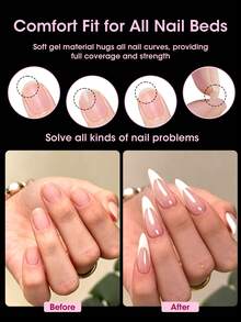 576pcs/Box Short-Medium Almond Shape False Nails, 16 Sizes, Semi-Matte/Glossy Full Coverage Pre-Buffed Soft Gel Nail Tips, Suitable For Home DIY And Nail Salon Use - Clear - View 9