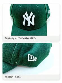 New Era 9FORTY Baseball Cap, White NY Logo Embroidered Adjustable Hat, Dark Green Sports Cap, Unisex - Green - View 5