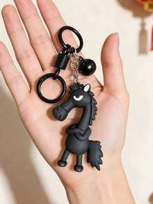 1 pièce Porte-clés unique et mignon en caoutchouc souple en forme de cheval - Fabriqué en matériau souple et léger (cheval noir et rouge). Porte-clés cheval mignon - Sac à dos, clé et pendentif de décoration de voiture, convient pour cadeau d'anniversaire, cadeau de la Saint-Valentin, cadeau de Noël pour les amis. Porte-clés accessoire de voiture - Multicolore - Voir 8