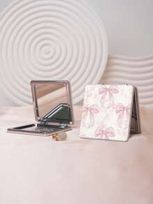 1PC Y2K Series Portable Folding Makeup Mirror, Lightweight Ultra-Thin Convenient Durable PU Leather, Suitable For Various Occasions, Travel, Party, Work, School, Suitable For All Ages - Multicolor - View 2