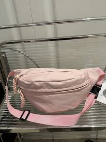 Fashionable Nylon Crossbody Bag, Solid Color Shoulder Bag, Women's Casual Crossbody Bag, Suitable For Outdoor Sports - Pink - View 10