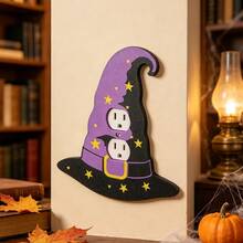 1pc Purple Wizard Hat Shaped 3D Printed Plastic Switch Panel, Decorated With Yellow Star Pattern, Halloween Theme Wall Switch Decorative Cover Plate - Multicolor - View 4