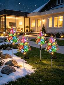 2PCS Multicolor Solar Christmas Tree Stake Light, LED Artificial Pine Tree Landscape Lamp, Waterproof Outdoor Decorative Pathway Light For Yard, Lawn, Patio, Garden, Holiday Christmas Party Decoration - Multicolor - View 1