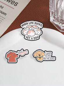 QIHOO 1pc Cute Dog Enamel Brooch, Humorous Dog Quote Pin, Cartoon Puppy Lapel Badge, Backpack Jacket Decoration Accessory, Creative Gift For Dog Lovers - Multicolor - View 5