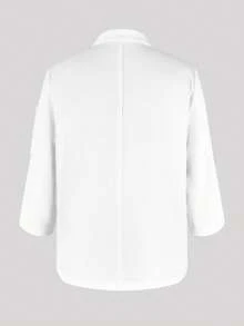 1件女款休閒梭織布料極簡立領七分袖廚師制服 白色 餐廳甜點師 飯店烘焙店廚房工作服 單排扣舒適工作服 春夏秋季 - 白色 - 查看 4