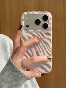 1 Gradient Mountain And River Patterned Double-Layer IMD Phone Case, Suitable For 18 Pro Max,18 Pro,17 Pro Max,16 Pro Max,15 Pro Max,14 Pro Max,11/12/13/14/15 Pro Max Plus, High Quality Korean Fashion Style, Fashionable And Interesting Male And Female Designs, Perfect Gifts For Girlfriends On Christmas, Valentine's Day, Easter, Wedding Season, And Birthdays - Baby Pink - View 3