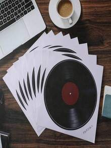 1/5/8/12/13-Piece Set: 8.7-Inch Waterproof Vinyl Record-Style Flat Wall Decals – 2D Retro Vinyl Record Designs With DJ Music Themes – Suitable For Home Decor In Bedrooms, Living Rooms, Entryways, And More. - Multicolor - View 5