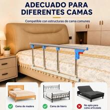 Barandilla de  Plegable para Cama de Adultos 93 x 40 cm, con Doble Refuerzo y Tubos de Acero, Protección Anticaídas y Asistencia para Levantarse, Instalación sin Taladros - Blanco | Liso - Ver 7