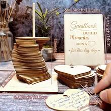 72pcs Wooden Heart-Shaped Guestbook - Rustic Wedding Reception Decor & Favors, Birthday Baptism Keepsake Plaques | Alternative Guest Book - A - View 6