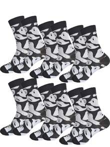 1/6 Pairs Men's Halloween Mid-Calf Socks, Personalized Ghost Design, Multi-Pack Plus Size Mid-Calf Socks - Multicolor - View 18
