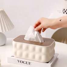 1pc Rectangular Wavy Texture Plastic Tissue Box Cover, Decorative Napkin Holder With Removable Waterproof Lid, Multi-Scenario Applicable Facial Tissue Tray, Suitable For Kitchen Countertop, Bathroom Vanity, Bedroom Nightstand, Home Office, Car And RV Home Decor - Multicolor - View 4