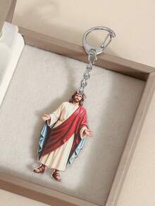 Religious Jesus Figure Keychain, Vintage Resin 3D Pendant, Bag Charm, Car Key Accessory, Faith Small Gift - A - View 2