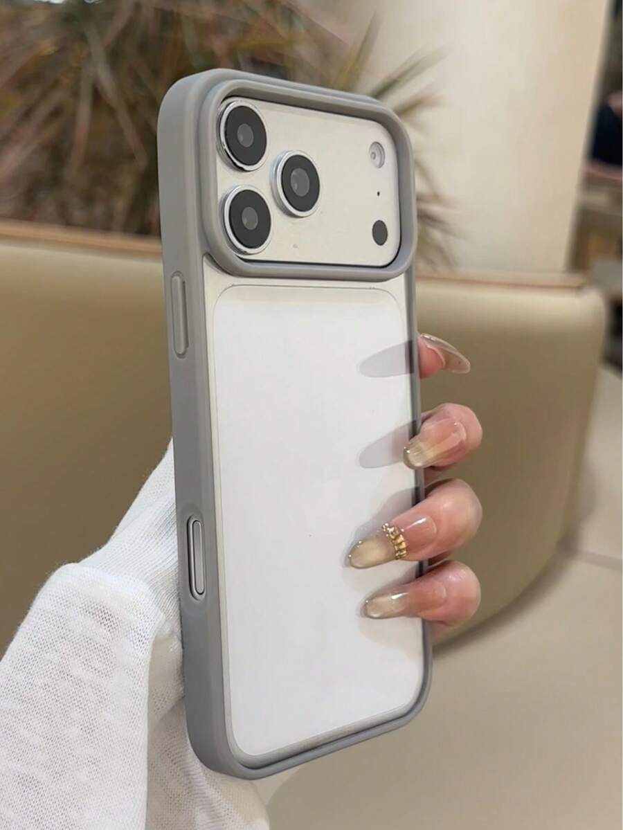 Transparent Gray Edge Phone Case Compatible With IPhone 17 Pro Max/17 Pro/17 Air/17/16 Pro Max/16/16 Pro/16 Plus/11/15/15 Pro/15 Pro Max/12/13/14 Pro Max/12 Pro/12 Pro Max/13 Pro/13 Pro Max/14 Pro/14 Pro Max/14 Plus Anti-Yellowing Acrylic Material New Style Compatible With Iphone 18 Pro Max, 18 Pro Protective Shell - Grey - View 1
