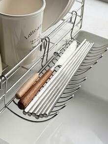 Stainless Steel Kitchen Sink Sponge Holder With Multi-Bend Hook, Rust-Proof Detachable Sink Side Storage Rack For Dish Sponges, Scouring Pads, Pot Brushes, Quick-Drain Organizer - One Size Fits All - View 2