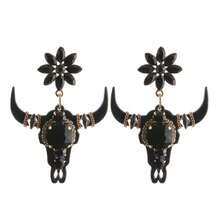 1Pair Handmade Copper Claw Inlaid Glass Tauren Earrings For Woman, Western Gothic Earrings, Festival Party Jewelry - Animal - View 24