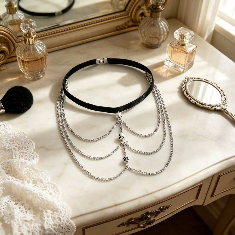 1pc Heavy Metal Thigh Chain, European And American Hot-Selling Style, Shiny Leg Decoration Chain For Evening Party And Stage - Silver - View 1