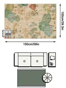1pc Beige Vintage Forest Animal & Floral Area Rug, Faux Cashmere Material Rectangular French Country Style Artistic Illustration Pattern, Machine Washable Suitable For Living Room Bedroom Daily Home Decor, Aesthetic Home Decoration - Multicolor - View 13