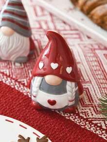 2pcs Nordic Christmas Santa Ceramic Salt & Pepper Shakers Creative Christmas Elf Pepper Bottle Highly Attractive Decorative Ornament With Embossed Design - Multicolor - View 11