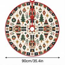 1pc Flat Nutcracker Geometric Pattern Christmas Tree Skirt, Elegant Color Holiday Decoration, 5 Sizes, Unisex Holiday Gift, Suitable For Home And Party Christmas Decor - Flat Geometric Nutcracker - View 13