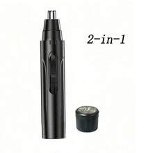 AXH. 2-In-1 Electric Nose Hair Trimmer Ear Face Eyebrow Hair Cleaning & Grooming Tool Home Use Unisex Nose Hair Remover Facial Care Kit - Black - View 9