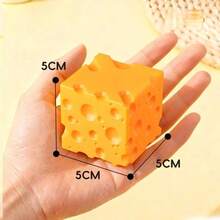 1pc Soft Squeezable Cheese Block, 5cm*5cm, Square Cheese Squeeze Toy, Slow Rebound Stress Relief Toy, Soft Cheese Squeeze Prop, Adult Sensory Toy For Stress Relief, Realistic Soft Cheese Toy, Slow Rebound Squeezable Toy - View 10