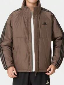 Adidas FW26 Men's Long Sleeve Stand Collar Zipper Down Jacket, Versatile Outdoor Comfort Warmth - Brown - View 1