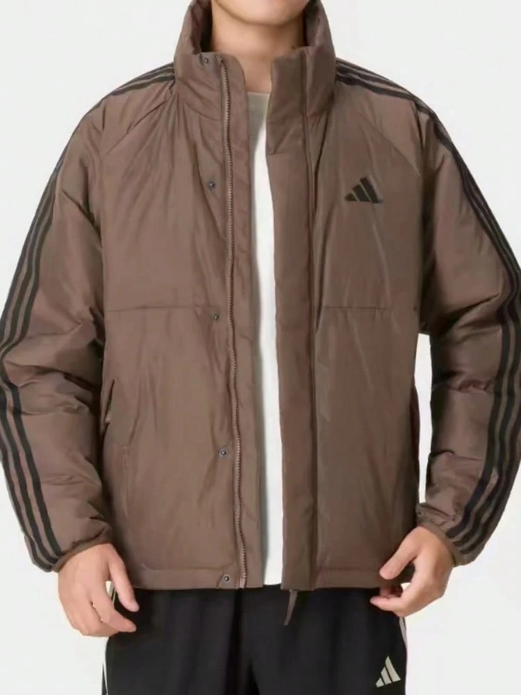Adidas FW26 Men's Long Sleeve Stand Collar Zipper Down Jacket, Versatile Outdoor Comfort Warmth - Brown - View 1