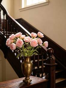 1/2 Bouquet Of Silk Peony Flowers, Pink Artificial Roses, 21 Pieces Of Artificial Peony Flowers, Suitable For Home Decor, Wedding, Tabletop, Bridal Party, Valentine's Day, Birthday Gift, Graduation - Pink - View 10