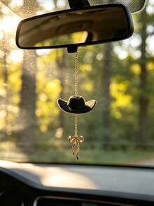 1pc Western Cowboy Hat Bow Pendant Car Interior Hanging Decoration, Car Decoration Accessory, Car Interior Ornament - A - View 6