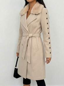 Women Winter Coats - Cream - View 2