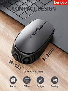 Lenovo Lecoo WS202 Mouse Nirkabel, Mouse Kantor/Bisnis Senyap, Penerima 2.4G, Desain Ergonomis, DPI Tiga Tingkat yang Dapat Diatur, Kompatibel dengan Desktop dan Laptop, Daya Tahan Baterai Lama (Satu Baterai) - View 6
