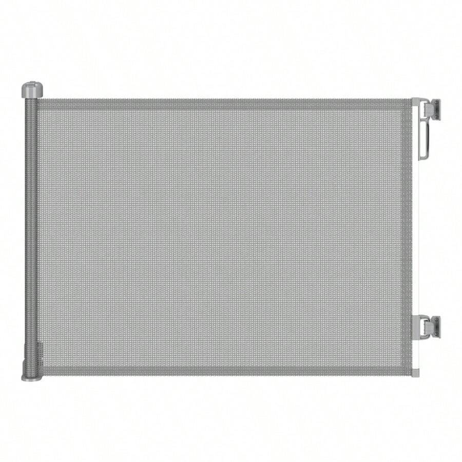 Puerta de Retráctil para Bebés y Niños 86 x 180 cm, Barrera Protectora Ajustable para Escaleras, Puertas y Pasillos, Reja Infantil para el Hogar - Gris oscuro - Ver 1