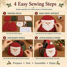Christmas Character Quilted Carry Basket,DIY Fabric Storage Basket Kit Christmas Character Quilted Carry Basket DIY Fabric Sewing Kit - Multicolor - View 3