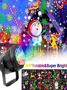 1 buah Lampu Proyektor Natal, Proyektor Pola Natal LED, 16 Pola - Permen, Santa, Rusa Kutub, Pohon Natal; Lampu Malam Berputar Dinamis untuk Dekorasi Natal; Ditenagai USB; Ideal untuk Rumah, Pesta, Natal, Musim Dingin, dan Dekorasi Ruangan. - Casing hitam - View 5